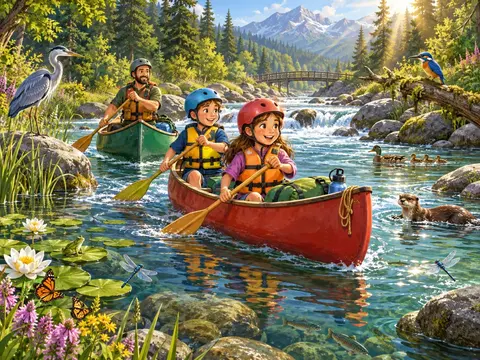 Cherche et trouve Canoë sur la rivière
