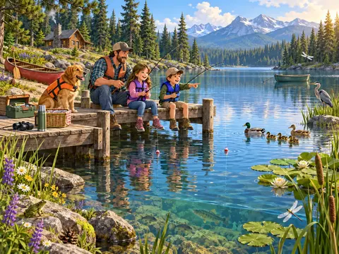 Cherche et trouve Pêche au lac