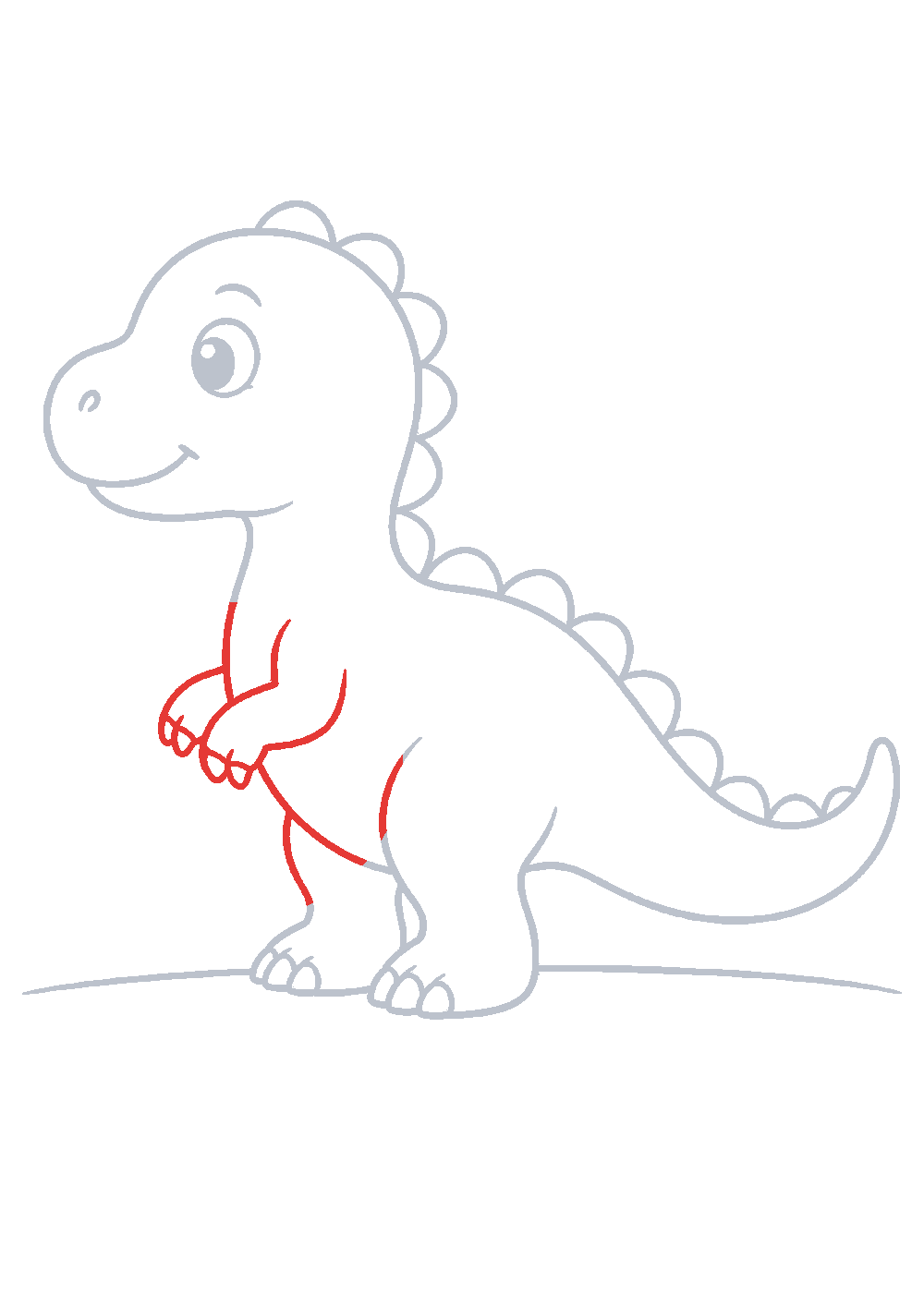 Étape 1 du tutoriel Dessiner un bébé dinosaure facilement en 7 étapes
