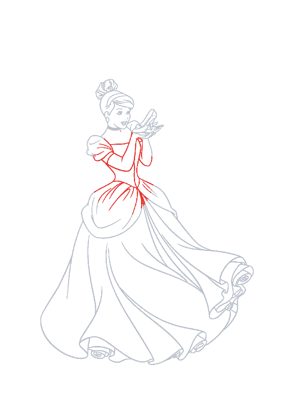 Étape 1 du tutoriel Dessiner Cendrillon facilement en 7 étapes