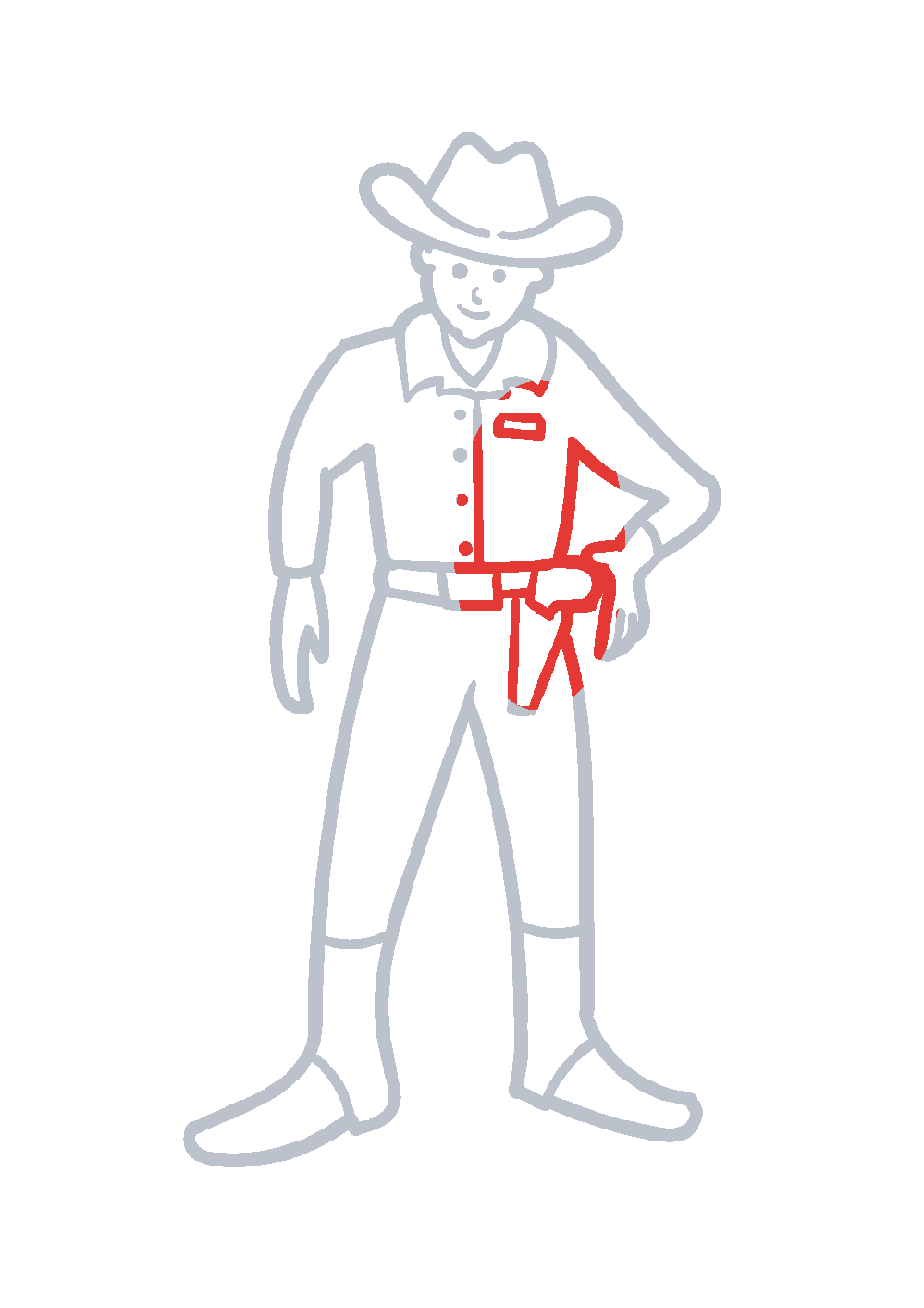 Étape 1 du tutoriel Dessiner un cowboy facilement en 7 étapes