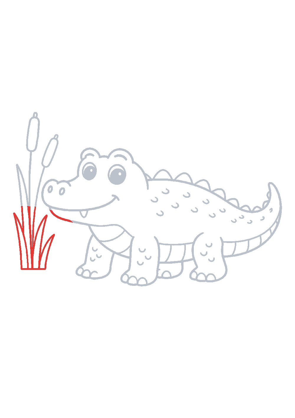 Étape 1 du tutoriel Dessiner un crocodile facilement en 7 étapes
