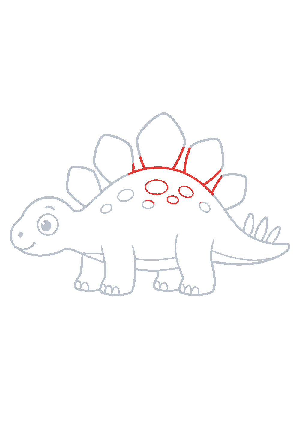 Étape 1 du tutoriel Dessiner un dinosaure kawaii facilement en 7 étapes