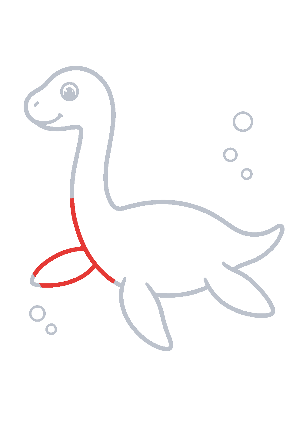 Étape 1 du tutoriel Dessiner des dinosaures marins facilement en 7 étapes