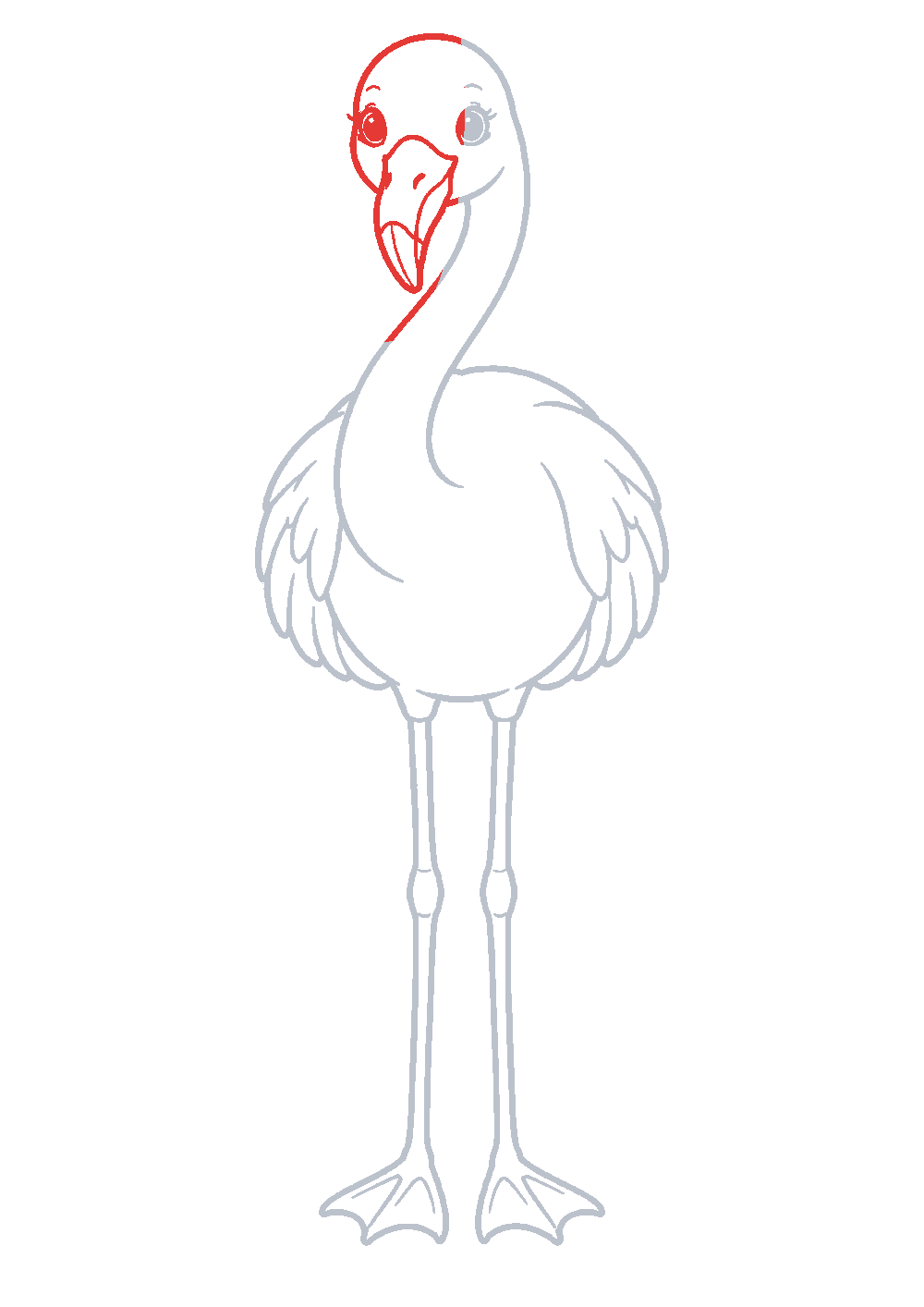 Étape 1 du tutoriel Dessiner un flamant rose facilement en 7 étapes