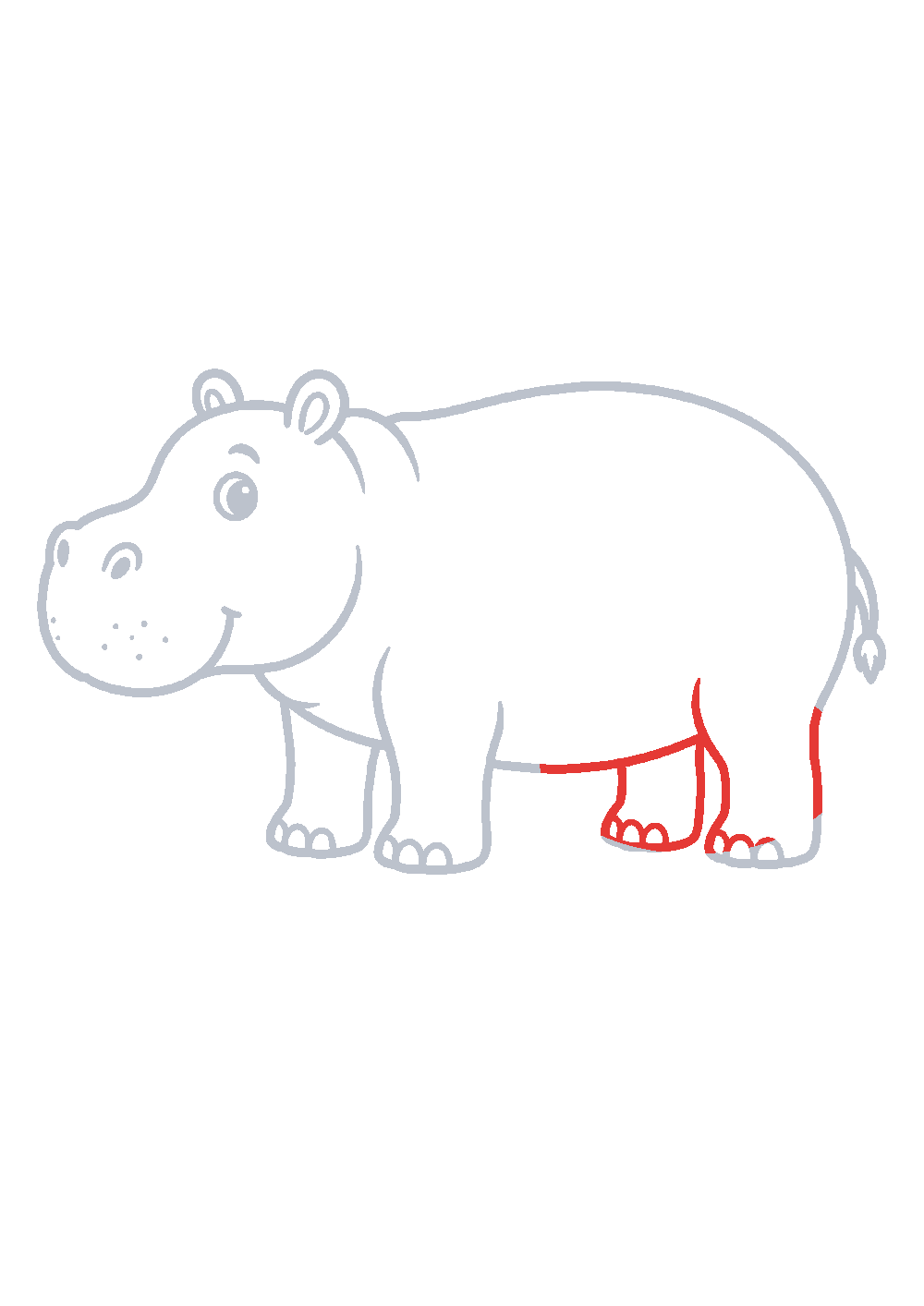 Étape 1 du tutoriel Dessiner un hippopotame facilement en 7 étapes