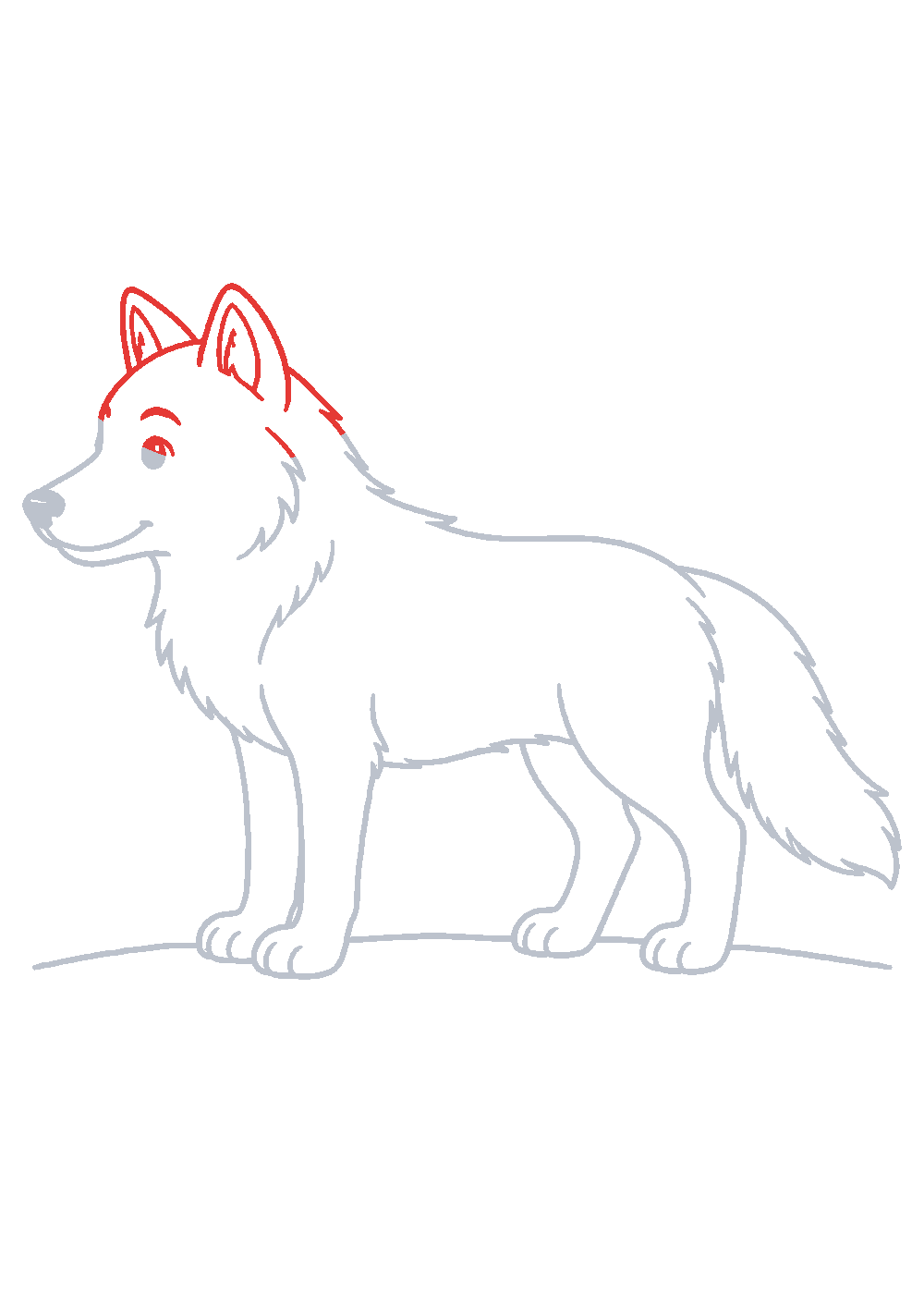 Étape 1 du tutoriel Dessiner un loup facilement en 7 étapes