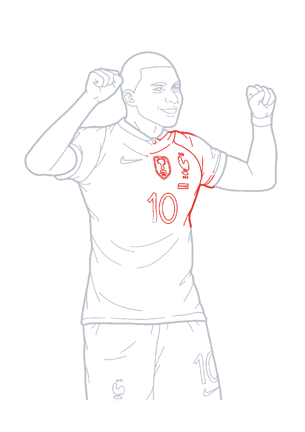 Étape 1 du tutoriel Dessiner Mbappé facilement en 7 étapes