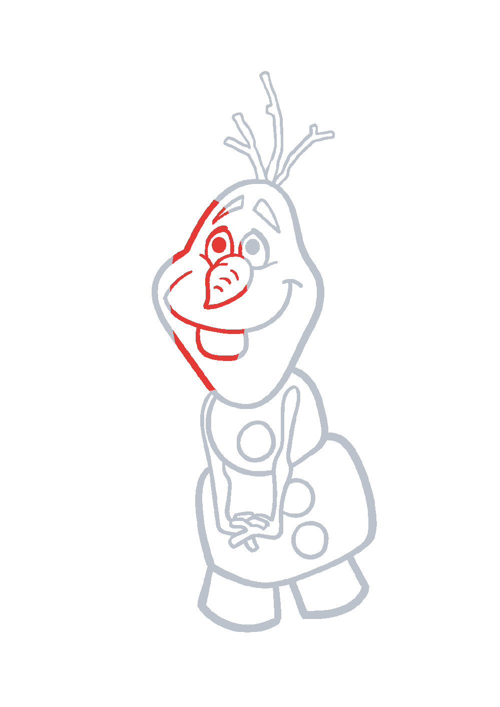 Étape 1 du tutoriel Dessiner Olaf facilement en 7 étapes