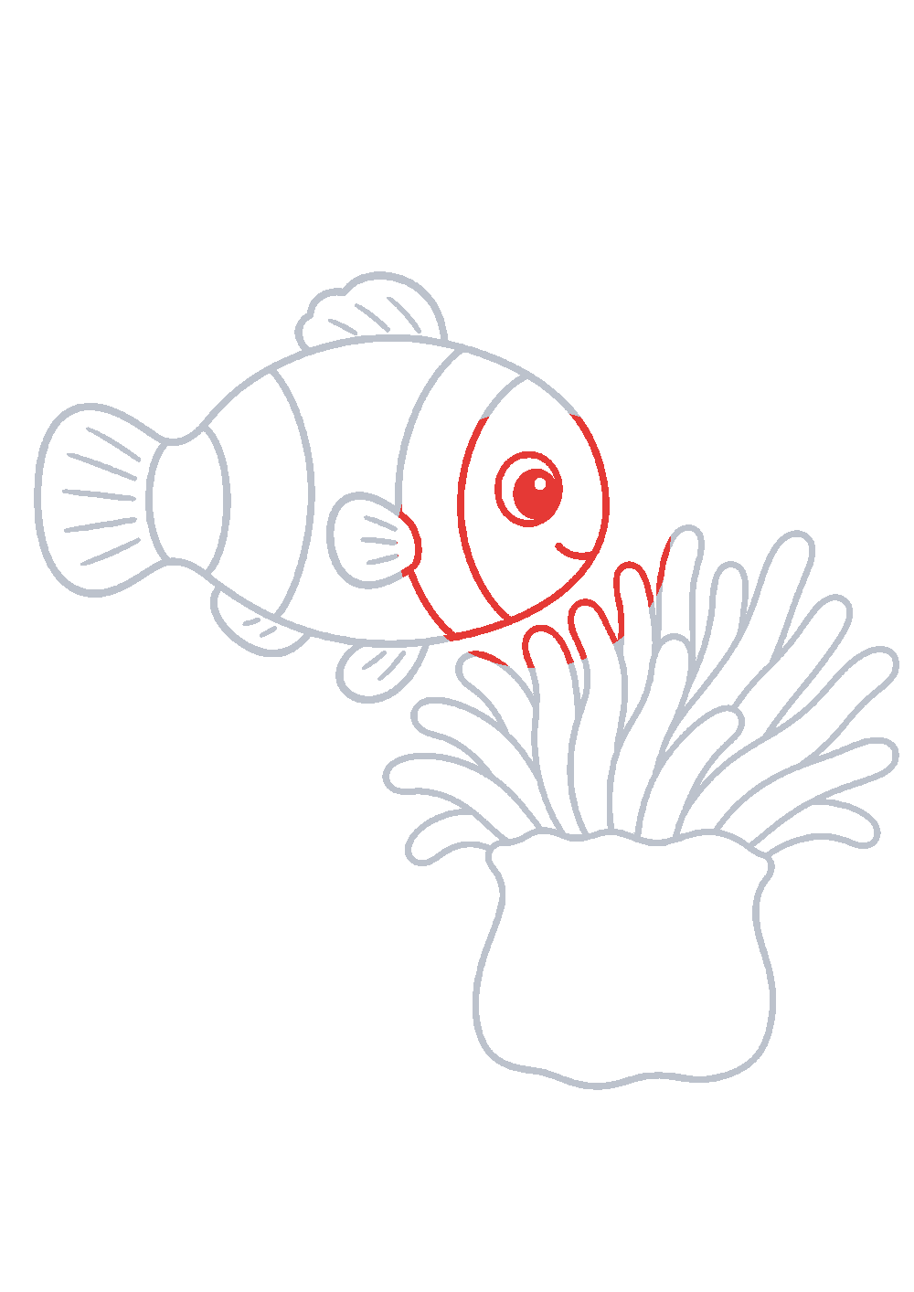 Étape 1 du tutoriel Dessiner un poisson clown facilement en 7 étapes