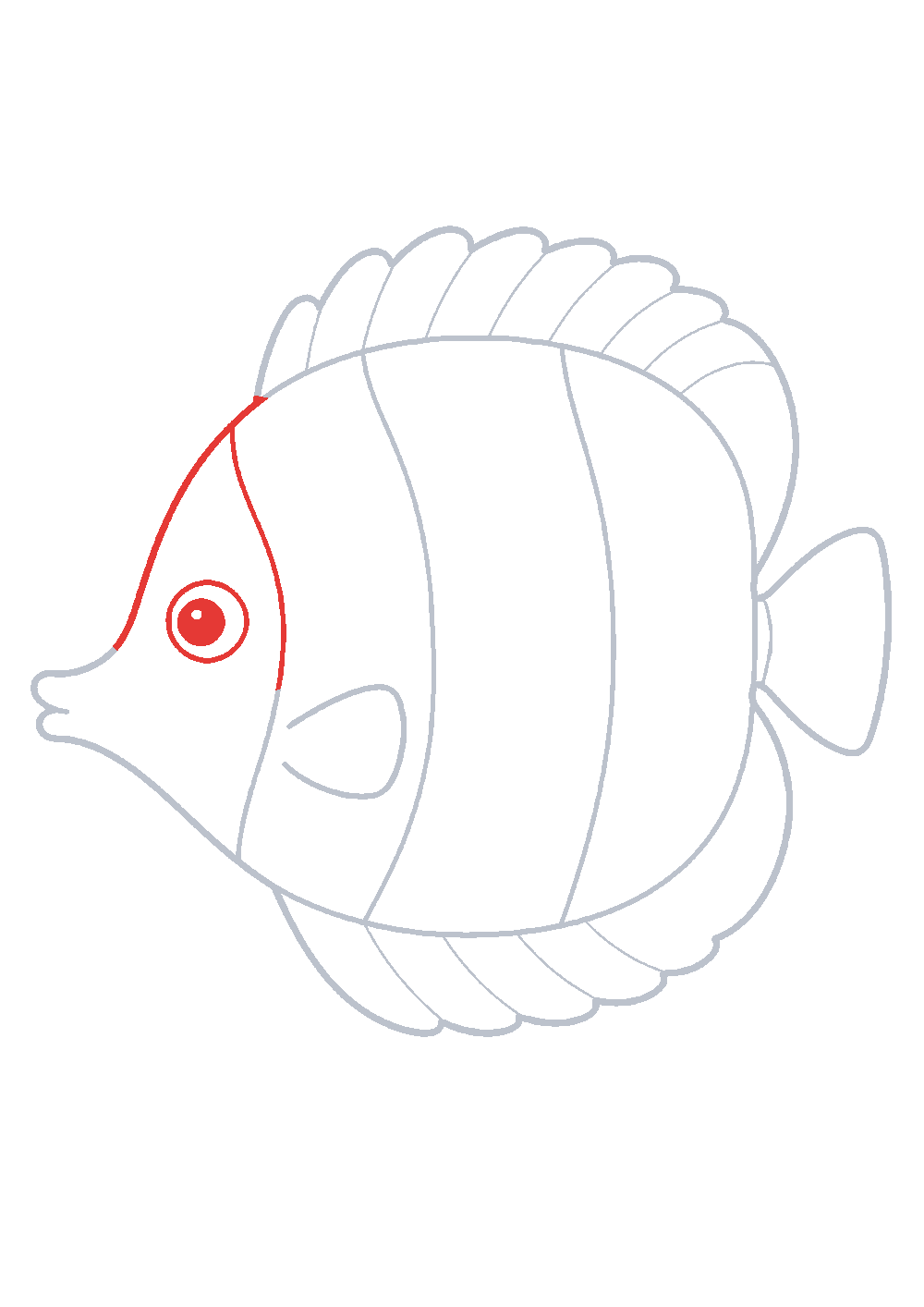 Étape 1 du tutoriel Dessiner un poisson tropical facilement en 7 étapes