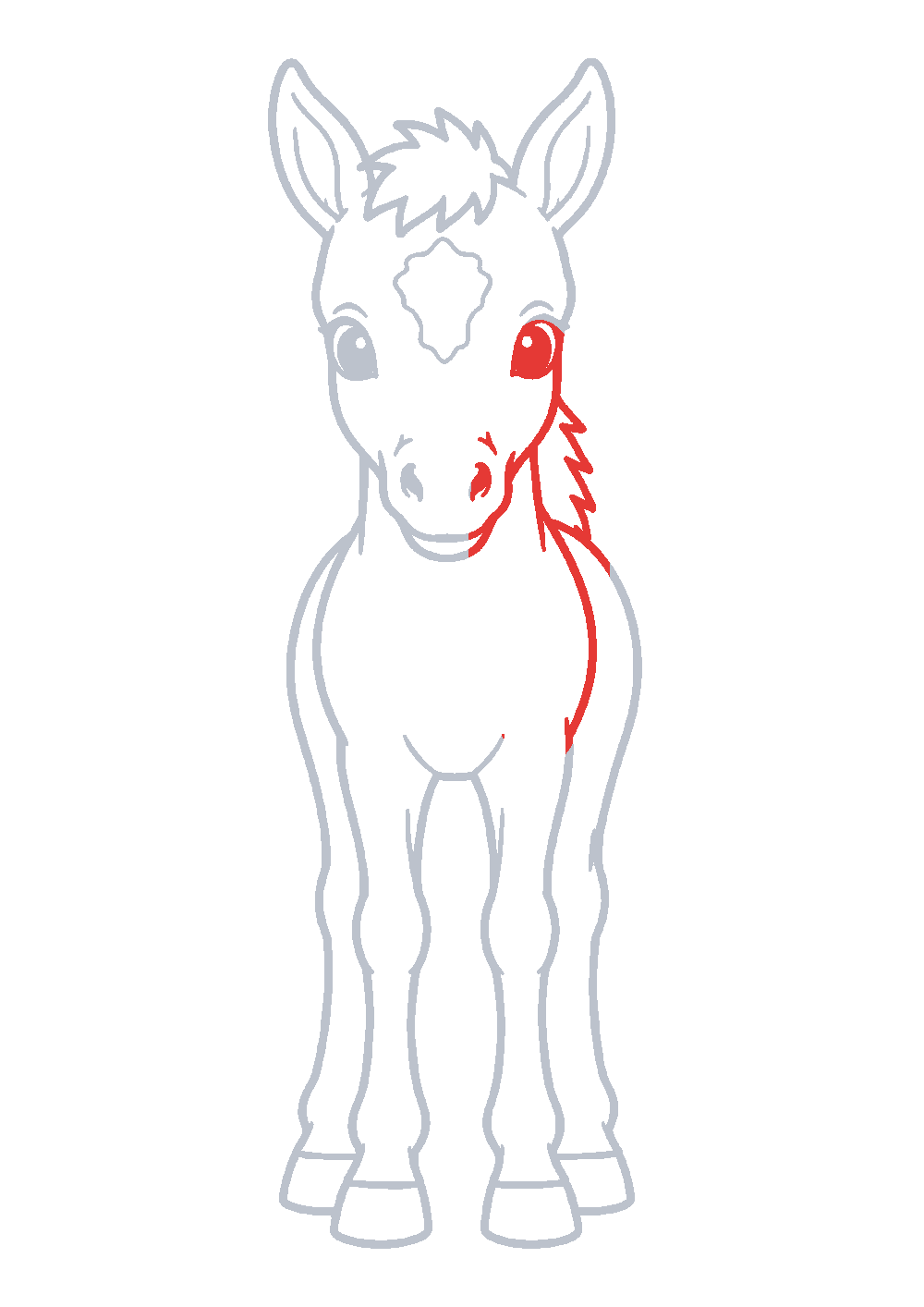 Étape 1 du tutoriel Dessiner un poulain facilement en 7 étapes