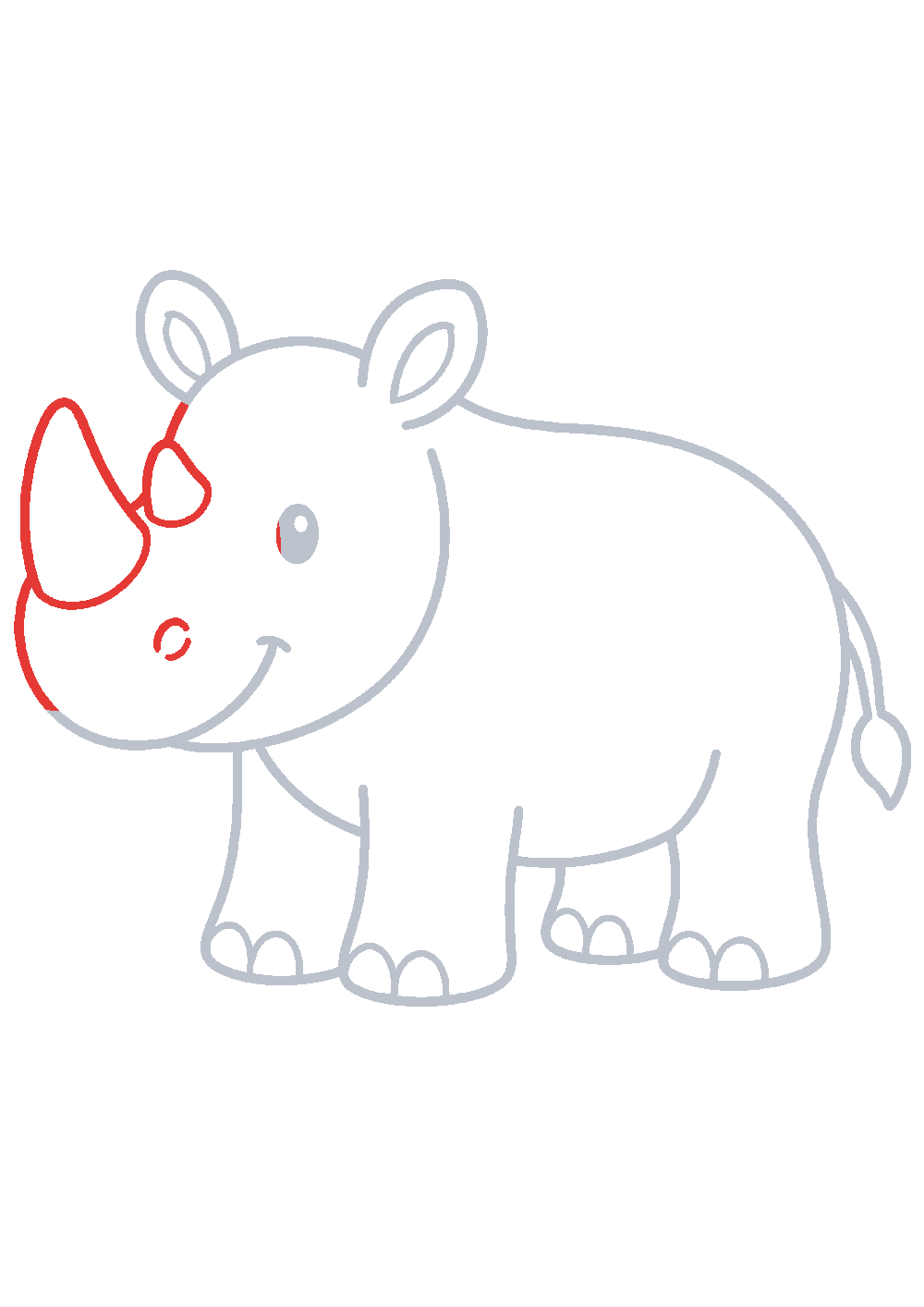 Étape 1 du tutoriel Dessiner un rhinocéros facilement en 7 étapes