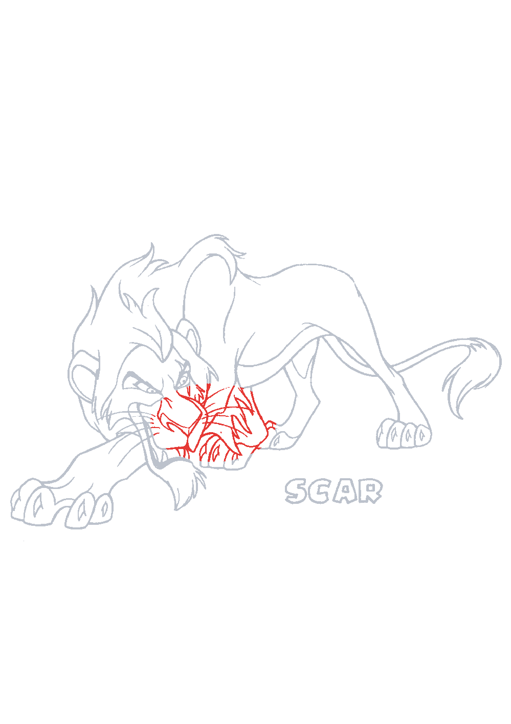 Étape 1 du tutoriel Dessiner le Roi Lion facilement en 7 étapes