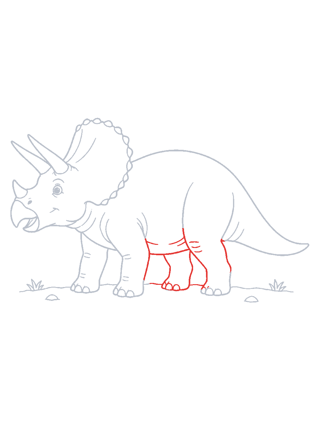 Étape 1 du tutoriel Dessiner un tricératops facilement en 7 étapes