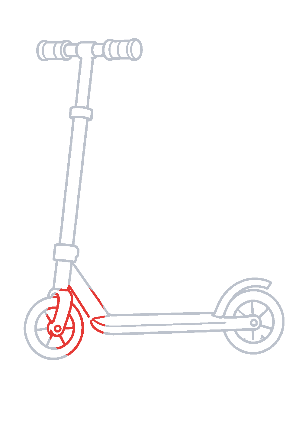 Étape 1 du tutoriel Dessiner une trottinette facilement en 7 étapes
