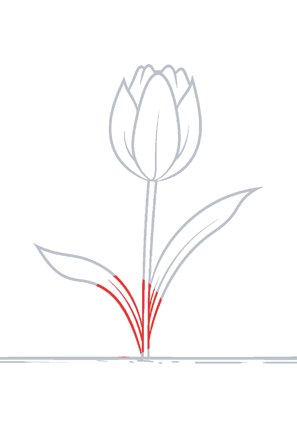 Étape 1 du tutoriel Dessiner une tulipe facilement en 7 étapes