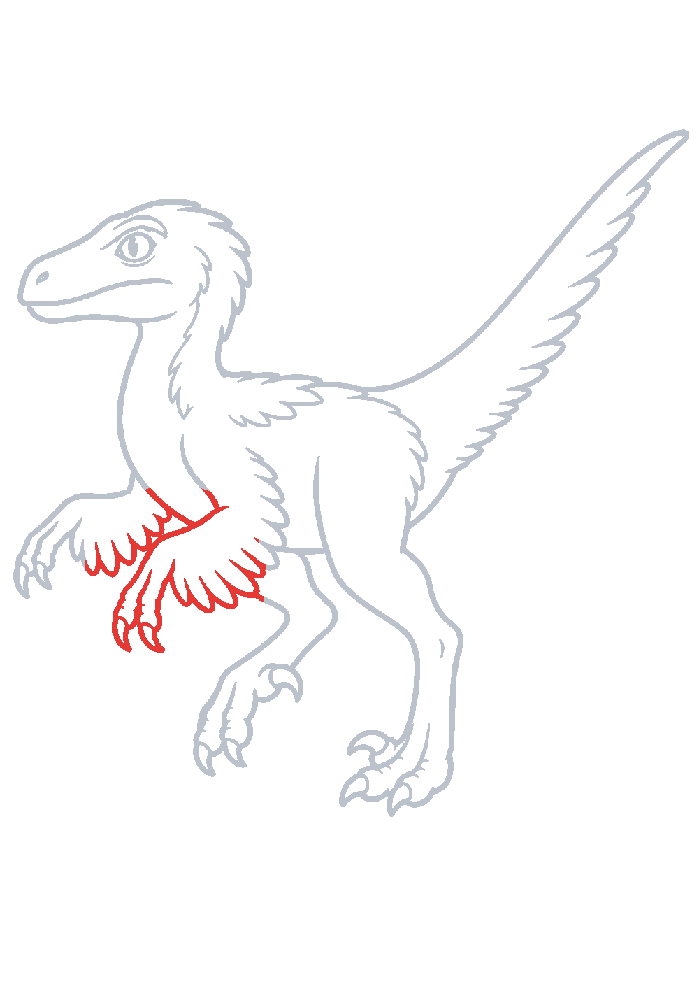 Étape 1 du tutoriel Dessiner un vélociraptor facilement en 7 étapes