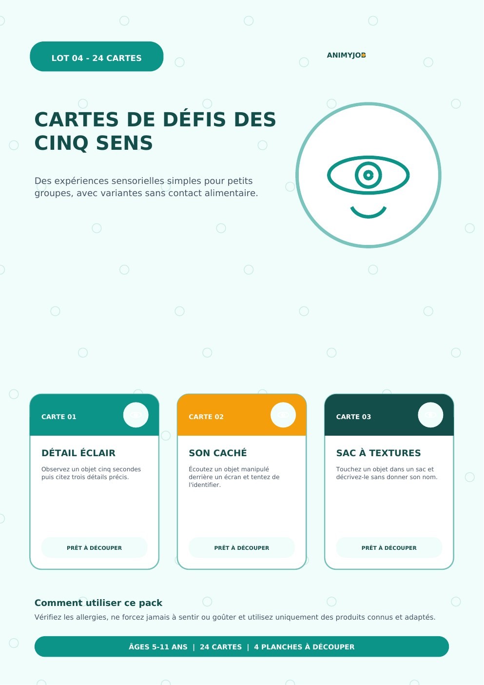 Cartes de défis des cinq sens