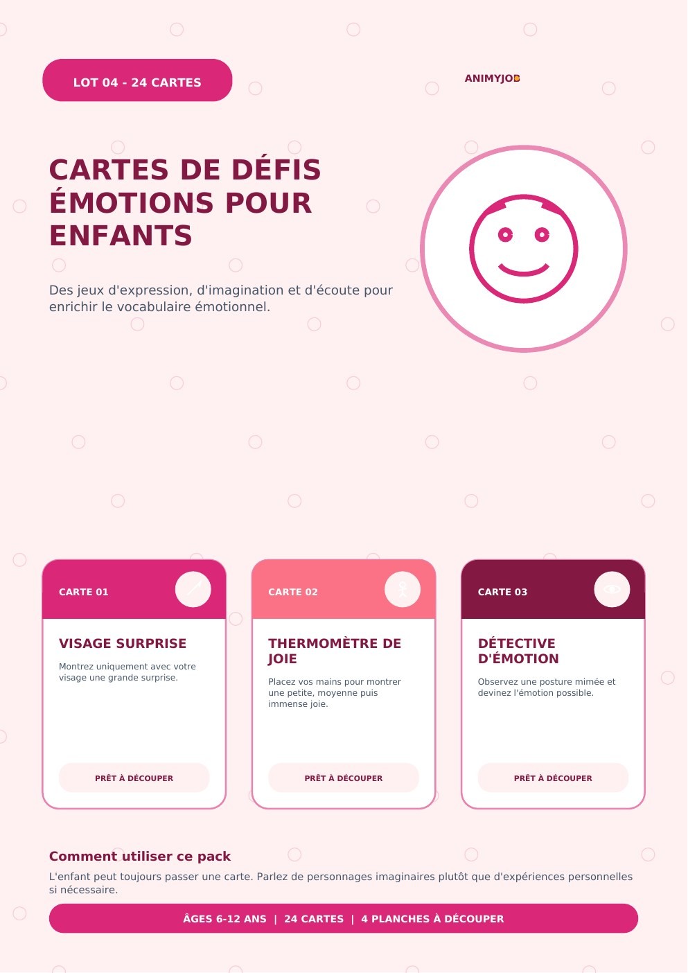 Cartes de défis émotions pour enfants
