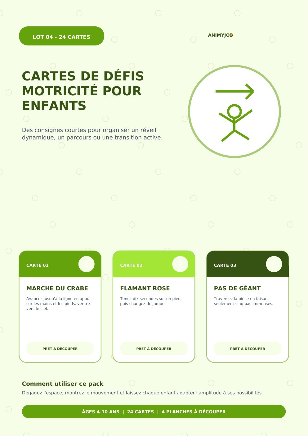 Cartes de défis motricité pour enfants