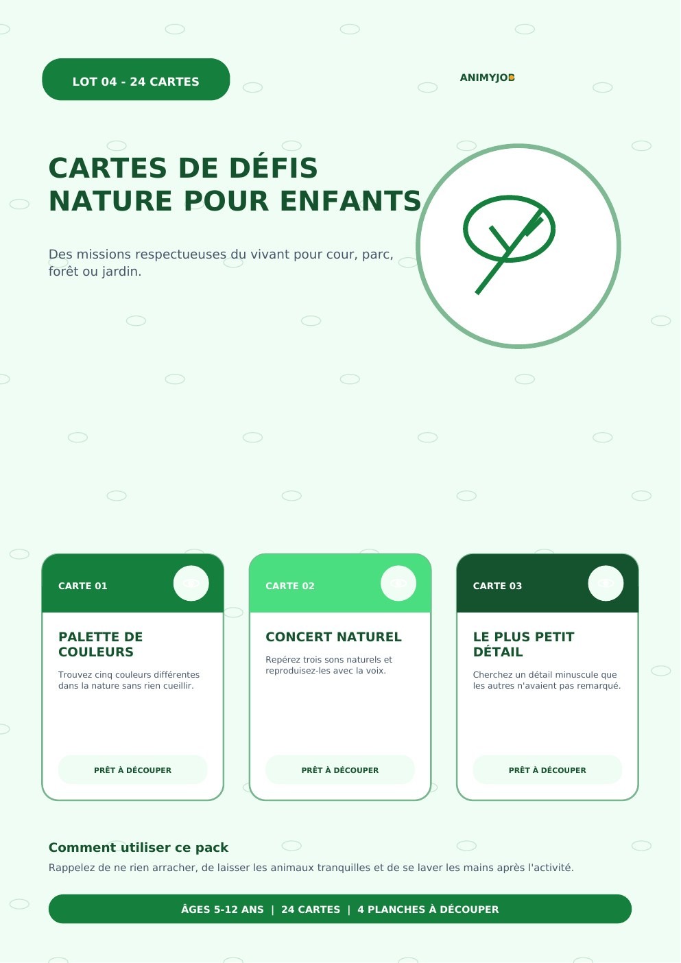 Cartes de défis nature pour enfants