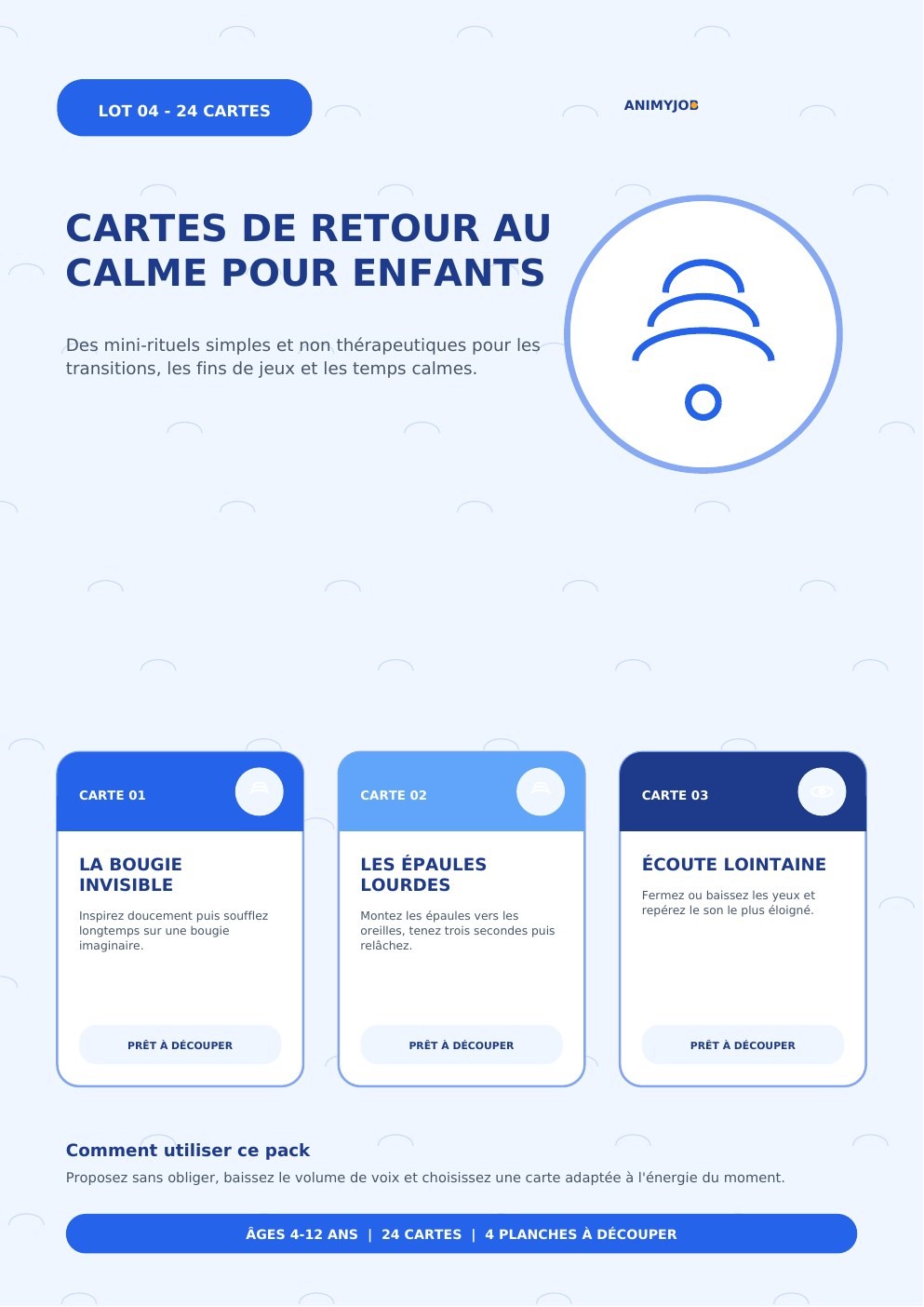 Cartes de retour au calme pour enfants