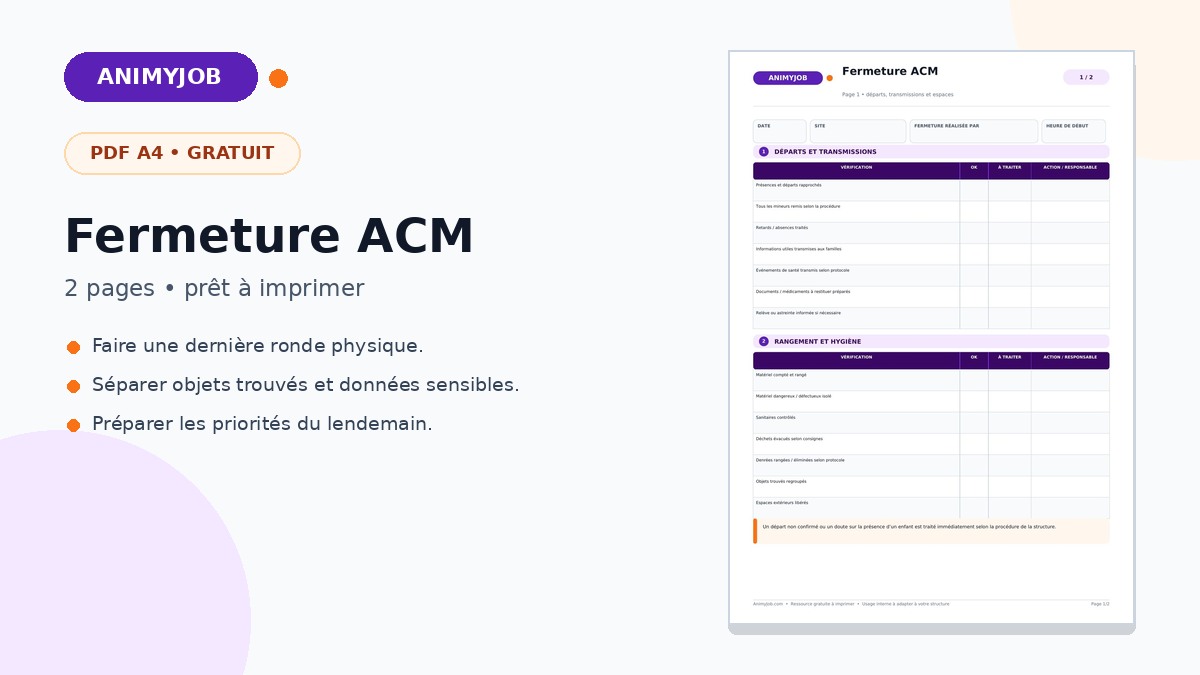 Checklist de fermeture d’un ACM