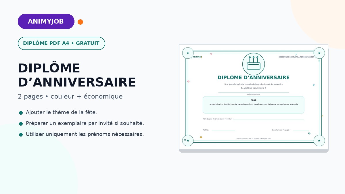 Diplôme d’anniversaire pour enfant