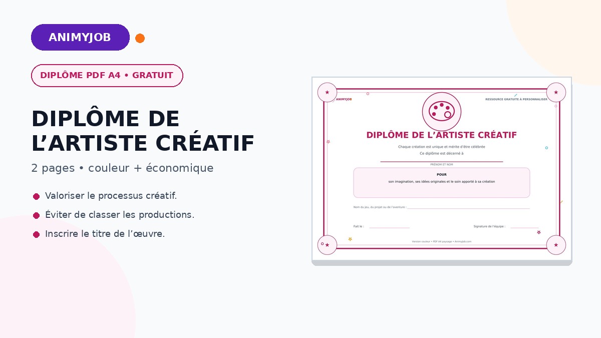 Diplôme de l’artiste créatif