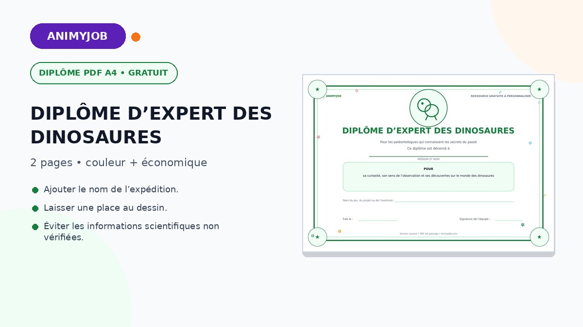 Diplôme dinosaure pour enfant