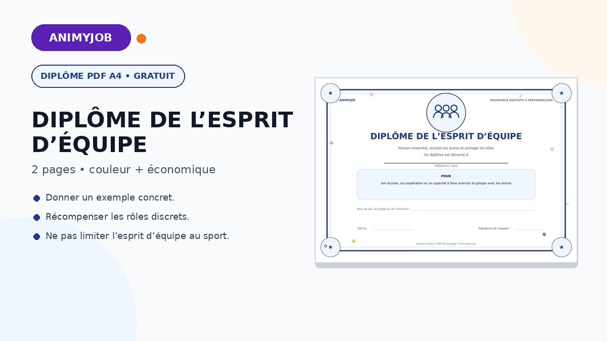Diplôme de l’esprit d’équipe
