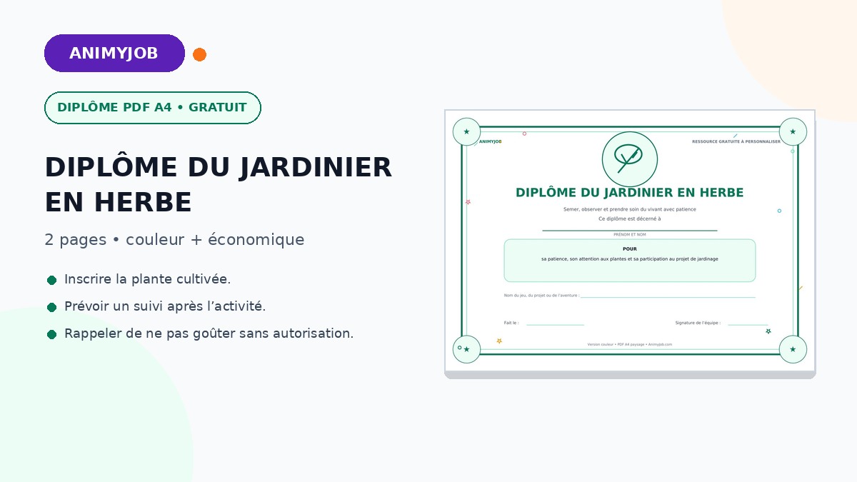 Diplôme du jardinier en herbe
