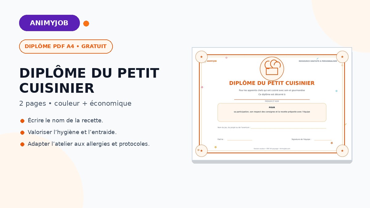 Diplôme du petit cuisinier