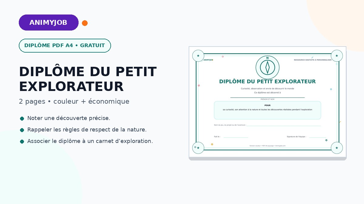 Diplôme du petit explorateur