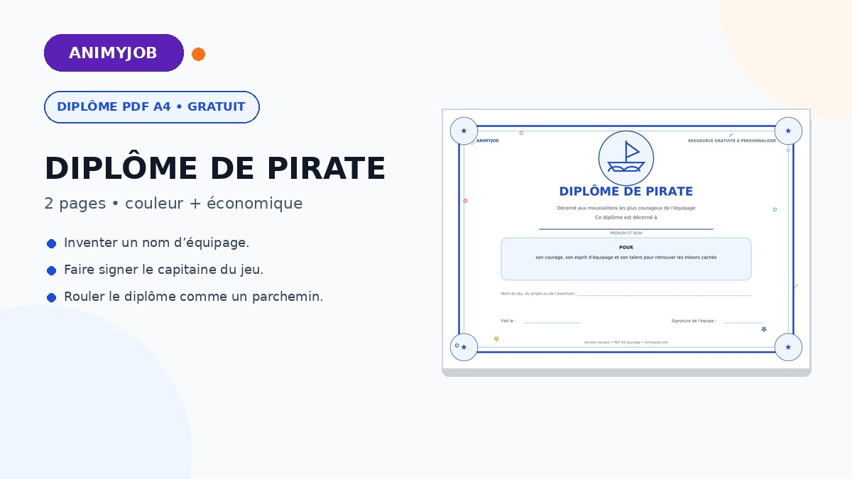 Diplôme de pirate pour enfant