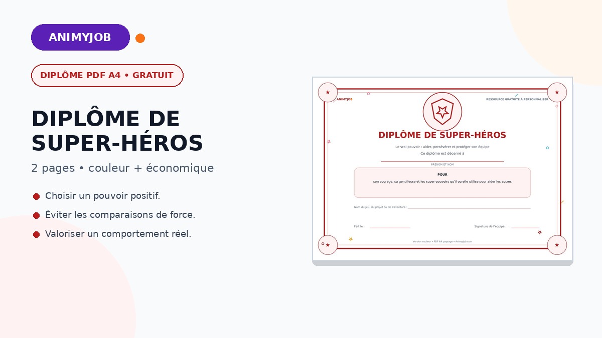 Diplôme de super-héros pour enfant