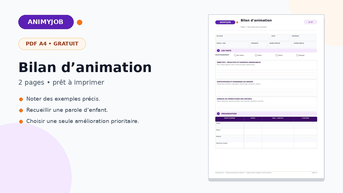 Fiche bilan d’animation
