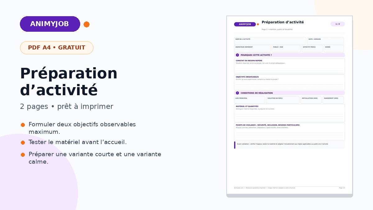 Fiche de préparation d’activité