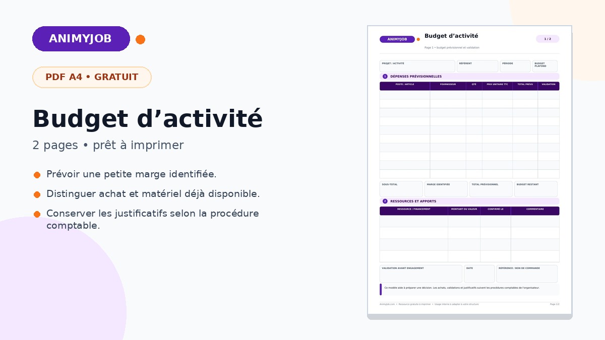 Modèle de budget d’activité