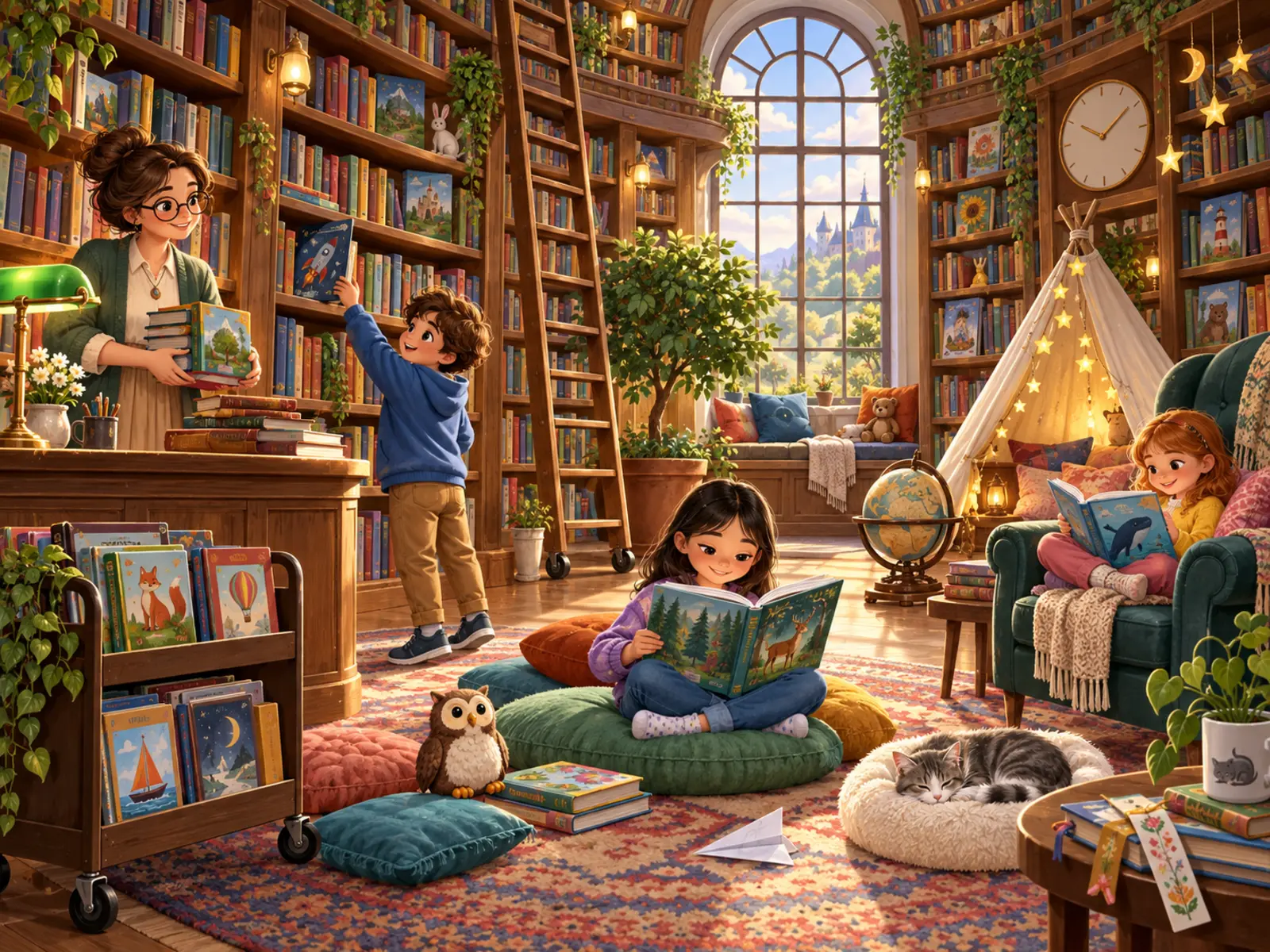 Le coin lecture de la bibliothèque — image A