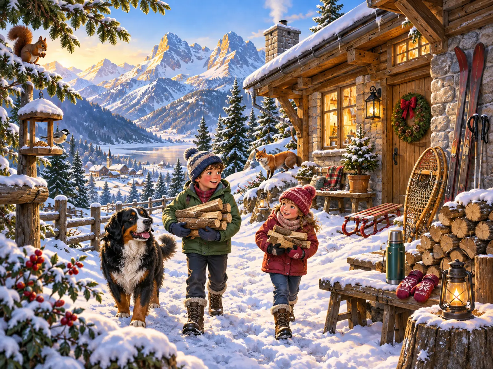 Bienvenue au chalet enneigé — image A