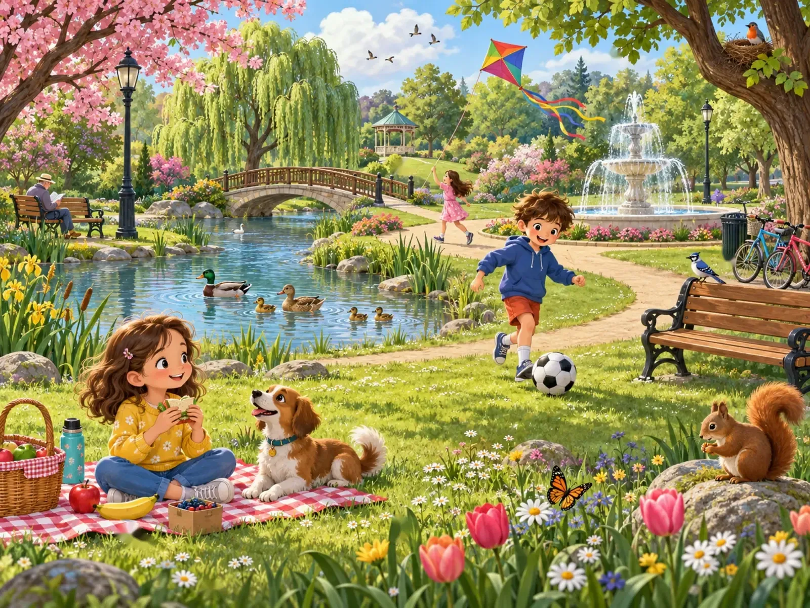 Image B — les différences : Une pause au parc