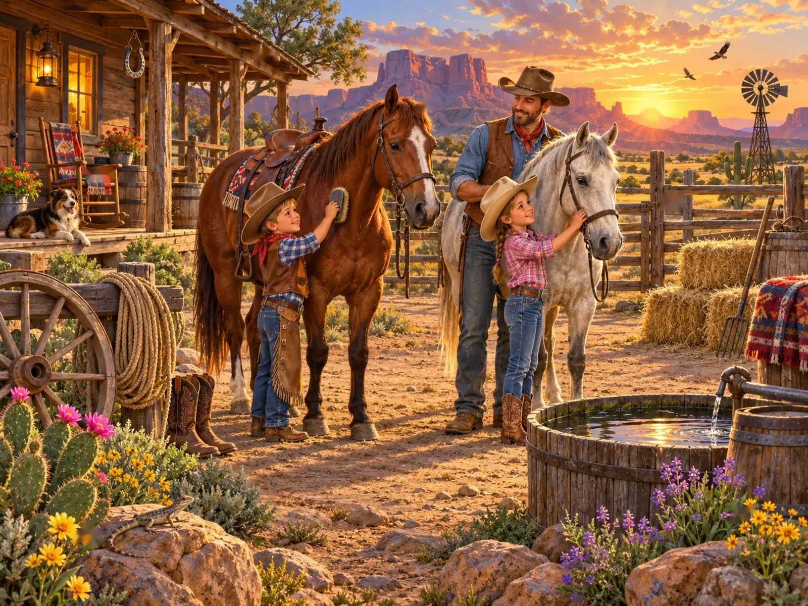 Image B — les différences : La rue du ranch western