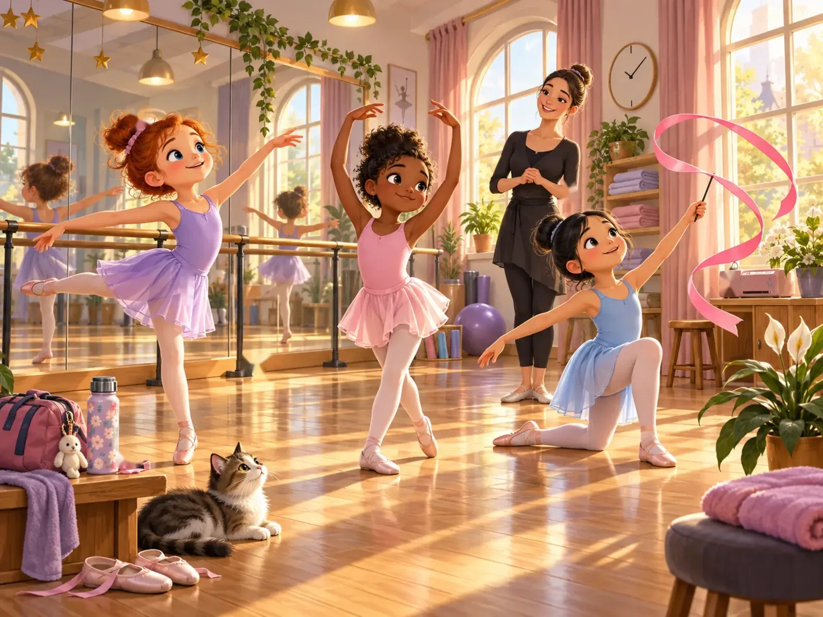 Image B — les différences : La répétition au studio de danse