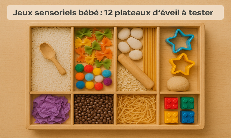 Jeux sensoriels bébé : 12 plateaux d’éveil à faire chez soi