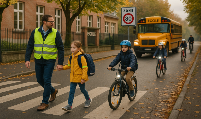 Trajet école en sécurité : à pied, vélo, bus