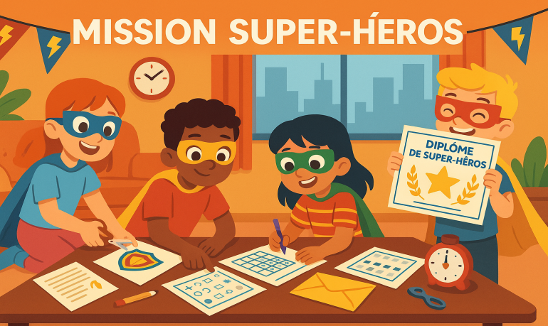 Escape game super-héros à imprimer (6–9 ans) à télécharger