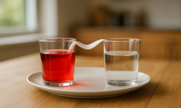 Expérience de capillarité pour enfants : l’eau qui marche