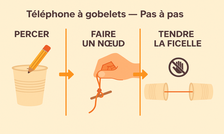 Activité science enfant : téléphone à gobelets